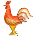 Hand-painted Multicolored Metal Rooster Sculpture