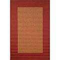 Casual Red Border Patio Rug (9'4 Square)