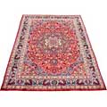 Persian Mashad Red/ Navy Rug (9'7 x 13'3)