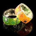 Silvertone Enamel Flower Stretch Bracelet