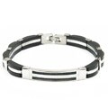 Stainless Steel and Rubber Greek Key Bracelet