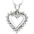 10k White and Yellow Gold Diamond Hearts Necklace