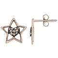14k Pink Gold 1/10ct TDW Brown Diamond Star Earrings