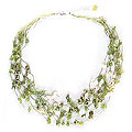 Brass Peridot and Pearl 'Cool Shower' Necklace (5 mm) (Thailand)