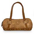 Leather 'Caramel Daisies' Handbag (Mexico)