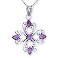 Sterling Silver 'Lilac Snowflake' Amethyst Necklace (India)