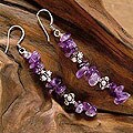 Sterling Silver Amethyst 'Wisteria Garland' Earrings (India)