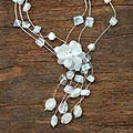Stainless Steel Quartz and Pearl Fantasy Necklace (Thailand)