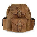 Leather 'Weathered in Honey Brown' Backpack (Mexico)