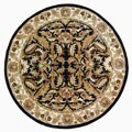 Hand-tufted Isphan Black/ Beige Wool Rug (8' Round)