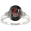 10k White Gold Oval Garnet and Diamond Ring