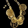 Goldtone Medalion Necklace and Earrings Set