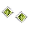 14k White Gold Peridot Stud Earrings