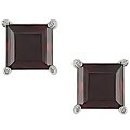 14k White Gold Garnet Stud Earrings
