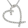 14k White Gold 1/6ct TDW Diamond Heart Necklace