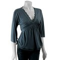 Chaudry Women's 3/4-length Sleeve Lace Trim Top