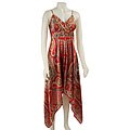 Chaudry Women's Red Print Spaghetti Strap Dress