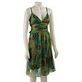 Chaudry Women's Green Chiffon Spaghetti Strap Dress