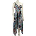 Chaudry Women's Spaghetti Strap Blue Printed Dress