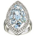 Sterling Silver White and Blue Topaz Ring