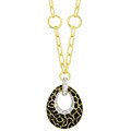 18k Gold over Silver 17-inch CZ and Enamel Necklace