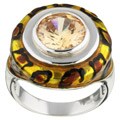 Sterling Silver Enamel and CZ Cheetah Ring