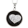 Sterling Silver Onyx and CZ Heart Necklace