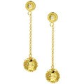 18k Gold over Silver CZ Floral Drop Earrings