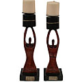 Handmade 'Partners' 2-piece Candleholder Set (Ghana)