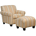 Mira Mocha Stripe 8-way Hand-tied Chair and Ottoman