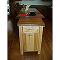 Striped Kitchen Cart with Butcher Block Top