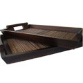 Set of 2 Wood Bamboo Serving Trays (Indonesia)