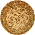 Hand-spun Antique Mashad Ivory Wool Rug (6' Round)