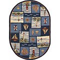 Hand-hooked Nautical Wool Rug (4'6 x 6'6 Oval)