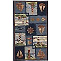 Hand-hooked Blue Nautical Wool Rug (2'9 x 4'9)