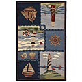 Hand-hooked Nautical Wool Rug (2'6 x 4')