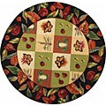 Hand-hooked Backyard Green Wool Rug (5'6 Round)
