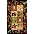 Hand-hooked Backyard Green Wool Rug (2'9 x 4'9)