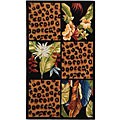 Hand-hooked Jungle Wool Rug (2'9 x 4'9)