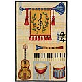 Hand-hooked Musical Wool Rug (2'6 x 4')