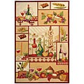 Hand-hooked Wine and Fruit Wool Rug (6' x 9')