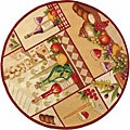 Hand-hooked Wine and Fruit Wool Rug (5'6 Round)