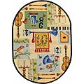 Hand-hooked Musical Wool Rug (4'6 x 6'6 Oval)