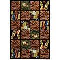 Hand-hooked Jungle Wool Rug (6' x 9')