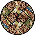 Hand-hooked Jungle Wool Rug (5'6 Round)
