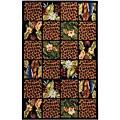 Hand-hooked Jungle Wool Rug (5'3 x 8'3)