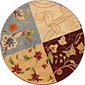 Hand-hooked Flora Wool Rug (3' Round)