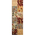 Hand-hooked Flora Wool Runner (2'6 x 8')