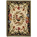Hand-hooked Rooster and Hen Wool Rug (1'8 x 2'6)