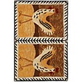 Hand-hooked Hens Wool Rug (1'8 x 2'6)